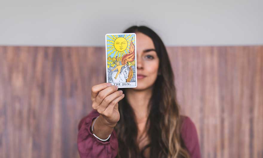 woman with favorite tarot card